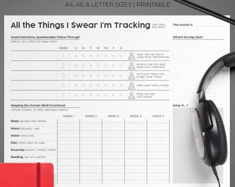 Sarcastic Task Tracker – Printable Habit & Self-Care Planner (Digital Download)