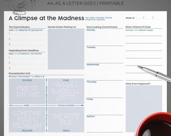 Sarcastic Weekly Planner Printable – Brain Dump, Goals (Digital Download)