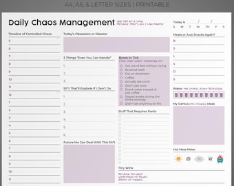 Sarcastic Daily Planner Printable – ADHD Friendly, Hourly (Digital Download)