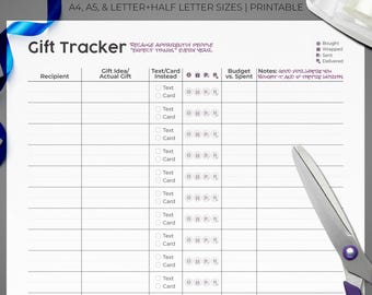 Gift Tracker–Sarcastic. Printable. Instant Download–multiple sizes: Letter, half-letter, A4, A5.
