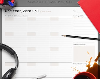 Sarcastic Year At-A-Glance Planner – Printable 12-Month Grid (Digital Download)