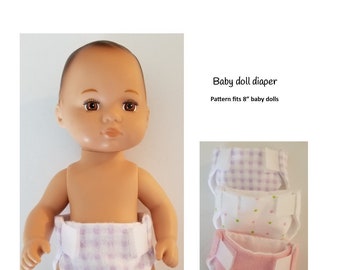 PDF Baby Puppen-Windel-Schnittmuster für 20 cm große Puppen, wie z.B. Little Bitty Baby