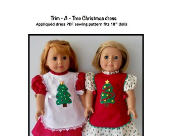 Trim - A - Tree Christmas dress  PDF sewing pattern fits 18" dolls