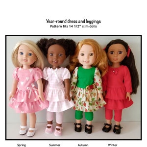 PDF Year-round dress with leggings sewing pattern fits 14 1/2" dolls such as Wellie Wishers and Glitter Girls