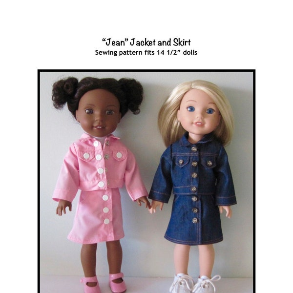 PDF "Jean" Jacket and Skirt pattern fits 14 1/2" dolls, such as Wellie Wishers