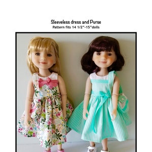 PDF Sleeveless dress and Purse pattern fits 14 1/2"-15" dolls, such as Fashion Friends and Wellie Wishers