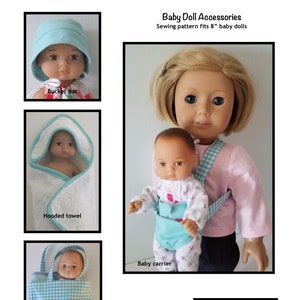 PDF Doll accessories pattern fits 8" dolls, such as Little Bitty Baby