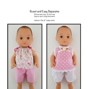 Patrón PDF Sweet and Easy Separates para muñecas bebé de 8", como Little Bitty Baby