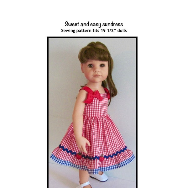 PDF Patrón de vestido de verano dulce y sencillo para muñecas de 19 1/2", como Hannah