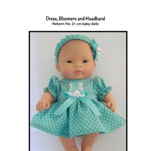 PDF Dress, bloomers and headband sewing pattern fits 21 cm baby dolls