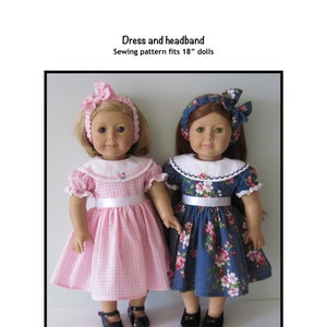 Dress and headband PDF sewing pattern fits 18&quot; dolls