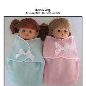 PDF Swaddle wrap sewing pattern fits 34 cm dolls, such as Minikane