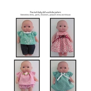 PDF Five inch baby doll wardrobe sewing pattern fits dolls such as tiny Berenguer Baby