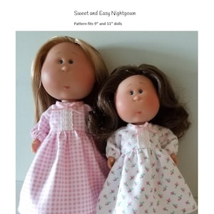 PDF-mönster för söt och enkel nattlinne passar dockor på 23 cm och 28 cm, som Mini Mia och Mia