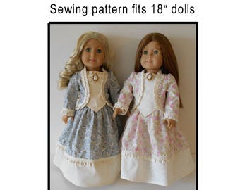 PDF Historical  dress pattern fits 18" dolls