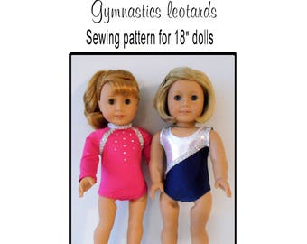 Gymnastics leotards PDF sewing pattern for 18&quot; dolls
