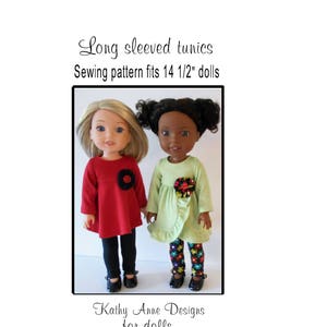 Long sleeved tunics PDF sewing pattern fits 14 1/2" dolls