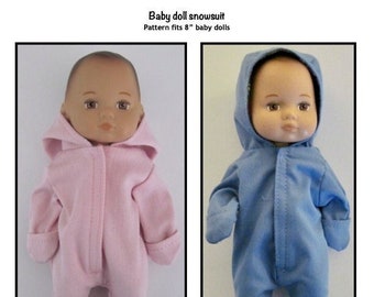 PDF Baby doll snowsuit pattern fits 8" baby dolls, such as Little Bitty Baby