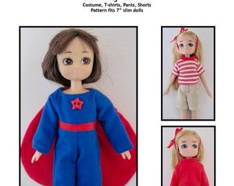 PDF Playtime sewing pattern fits 7" slim dolls, such as Lottie