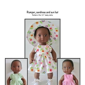 PDF Patroon romper, zomerjurk en zonnehoedje voor babypoppen van 13 inch, zoals Bitty Baby Splash