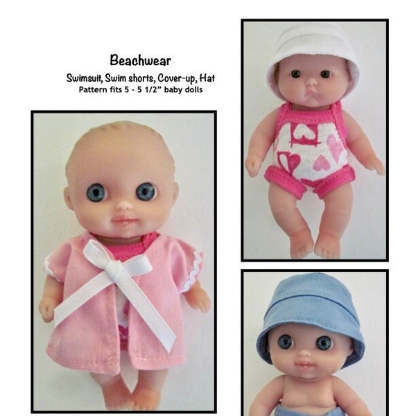 PDF Beachwear pattern fits 5" - 5 1/2" baby dolls