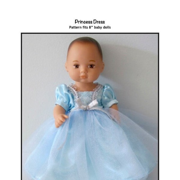 PDF Princess Dress pattern fits 8 inch baby dolls, such as Little Bitty Baby