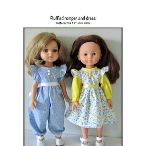 PDF Ruffled romper and dress pattern fits 13&quot; dolls, such as Las Amigas and Les Cheries