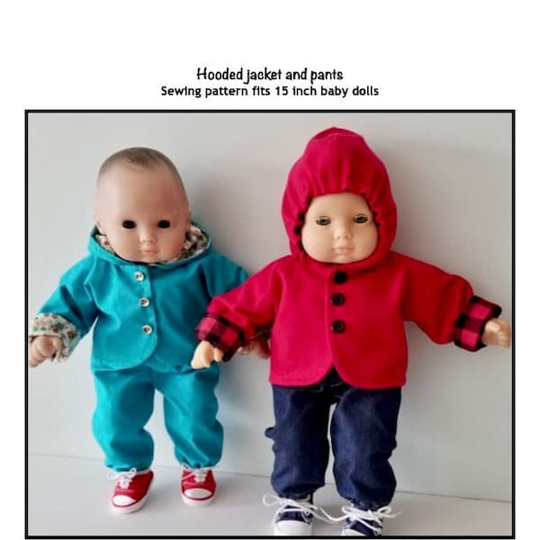 PDF Jacket and Pants sewing pattern fits 15" baby dolls