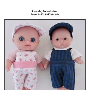 PDF Overalls, Tee and Visor pattern fits 5&quot; - 5 1/2&quot; baby dolls