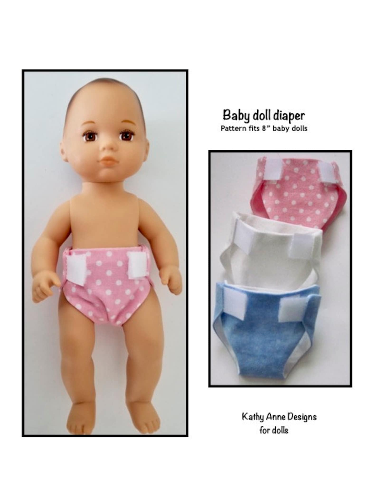 PDF Baby Doll Diaper Pattern Fits 8 Dolls Such as Etsy