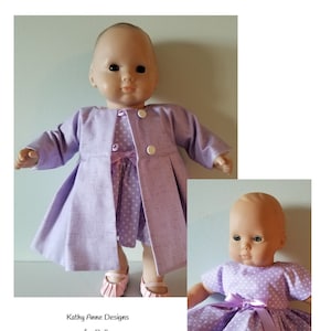PDF Coat and Dress pattern fits 15" baby dolls, such as Bitty Baby