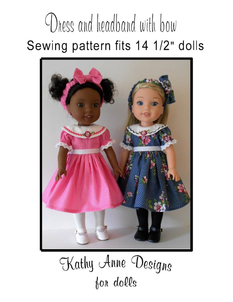 Dress and headband PDF sewing pattern for 14 1/2 dolls image 1