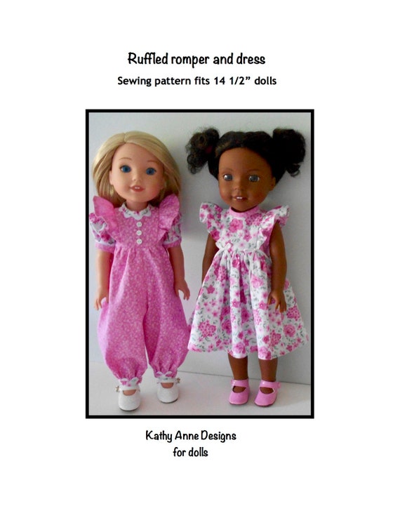 Sewing Pattern for 14.5/" Wellie wishers Doll Clothes by TKCT Romper /& Sundress