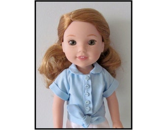 PDF Knot hem shirt sewing pattern fits 14 1/2" dolls, such as Wellie Wishers