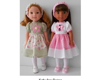 PDF Applique dress sewing pattern fits 14 1/2" dolls