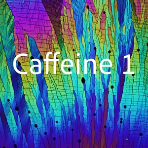May include: Abstract image with a colorful, crystalline structure. The image features a vibrant display of blues, greens, purples, and yellows, with the word "Caffeine 1" in white text.
