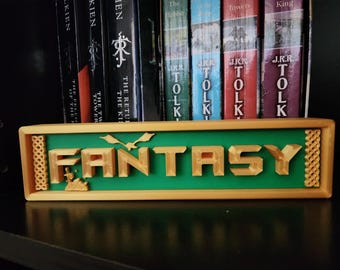Letrero de estantería de fantasía / Etiqueta de género impresa en 3D para amantes de los libros y decoración BookTok