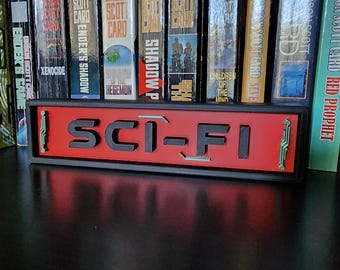 3D Printed Sci-Fi Bookshelf Sign | Genre Label for Readers