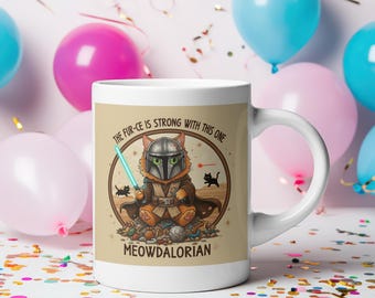 Meowdalorian Cat Mug: Funny Star Wars Coffee Cup