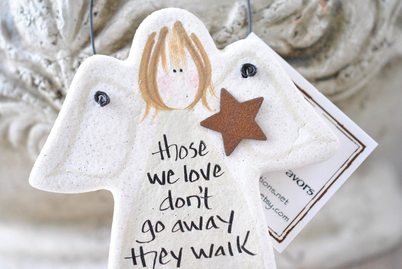 Memorial Gift Salt Dough White Angel Ornament Personalized or Plain image 4