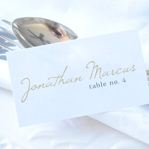 Modello di matrimonio classico segnaposto minimalista 3,5 x 2 segnaposto con etichette dorate Download immediato modificabile stampabile, Corjl A111