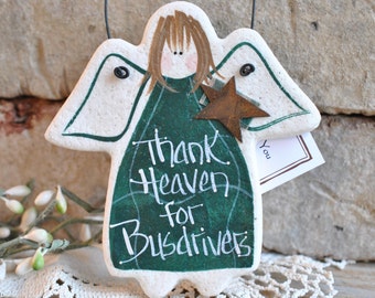 Busdriver Gift Idea / Busdriver Thank You / Back To School Hanging Salt Dough Xmas Ornament / Birthday Gift