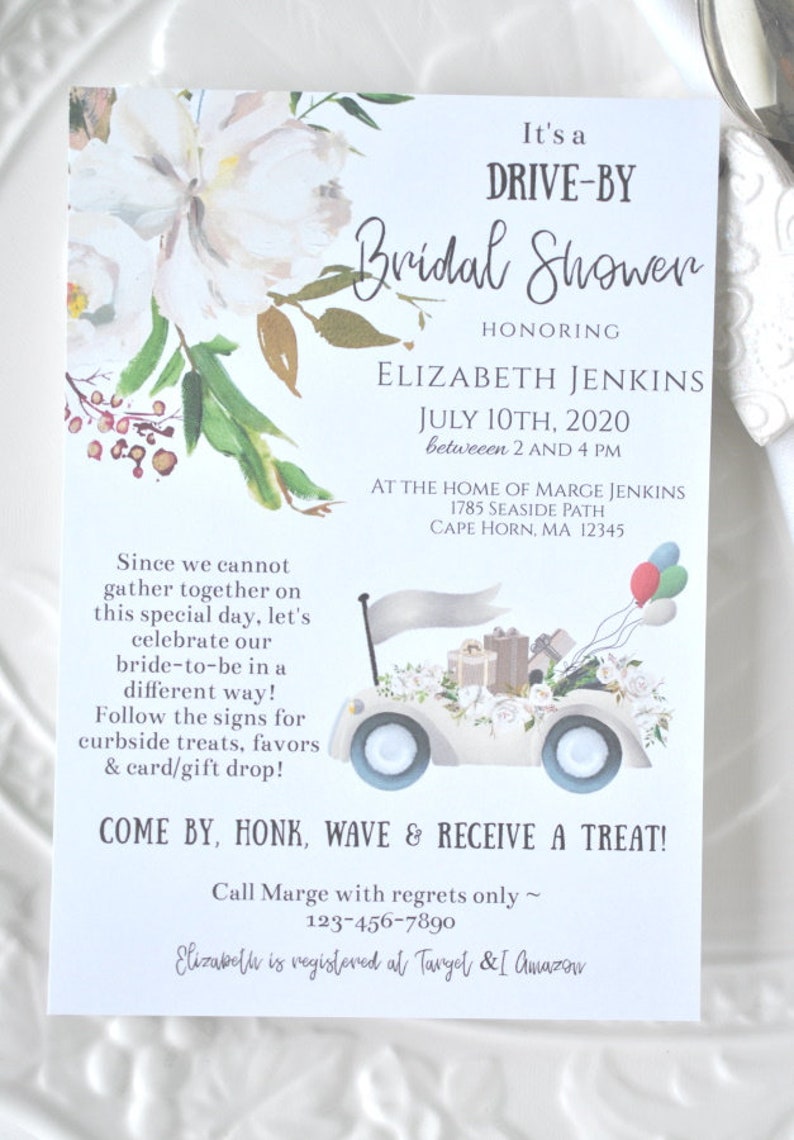 Printable Drive By Bridal Shower Invitation Instant Download Etsy