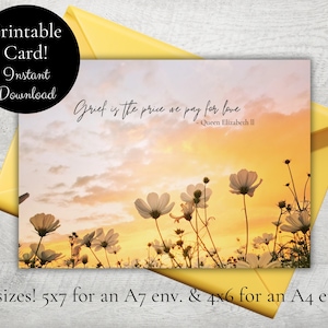 Tarjeta de condolencia imprimible / Descarga instantánea / Soft Meadow & Wildflowers / 2 Sizes Inc. / Plantilla Plantilla digital DIY