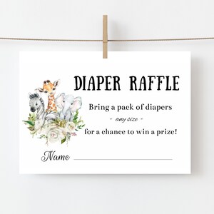 Safari Animals Diaper Raffle Card / Books for Baby / Favor Tag / Baby Shower / Printable Set of 3 Cards Digital Template, Corjl A137