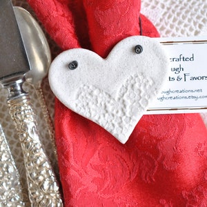 Valentine's Day or Wedding Napkin Rings Imprinted Salt Dough Hearts