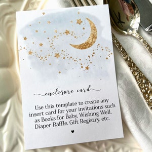 Baby Shower Custom Twinkle Twinkle Enclosure Card Insert  Instant Download Template Printable Digital Template, Corjl A133
