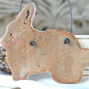 Primitive Bunny Salt Dough Ornament Easter Decorations Easter Bunny Easter Basket Gift image 1