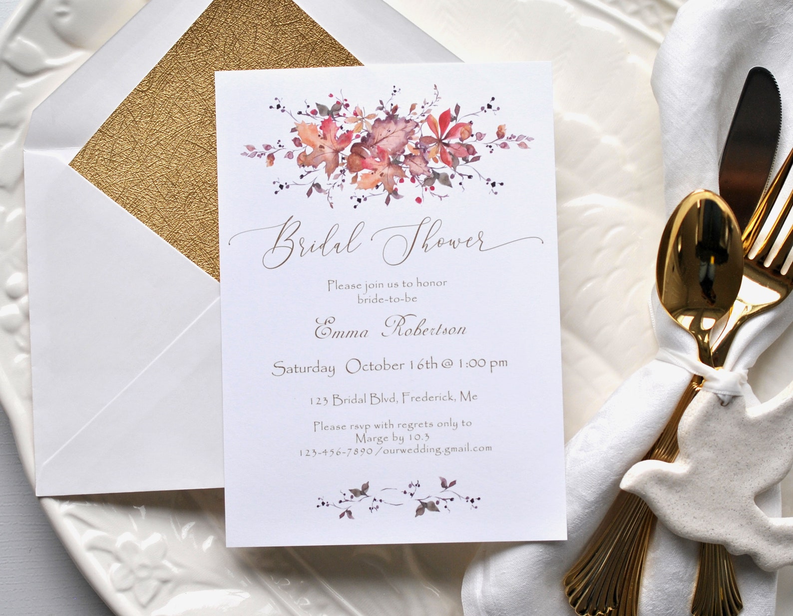 Printable Fall Bridal Shower Invitation Evite Included Digital Etsy