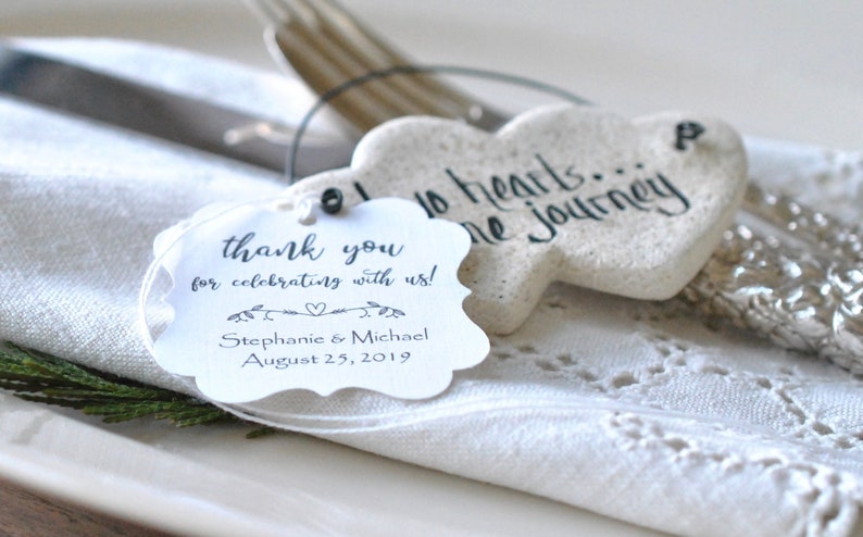 Double Heart Wedding Favor Napkin Rings Salt Dough Ornaments Etsy